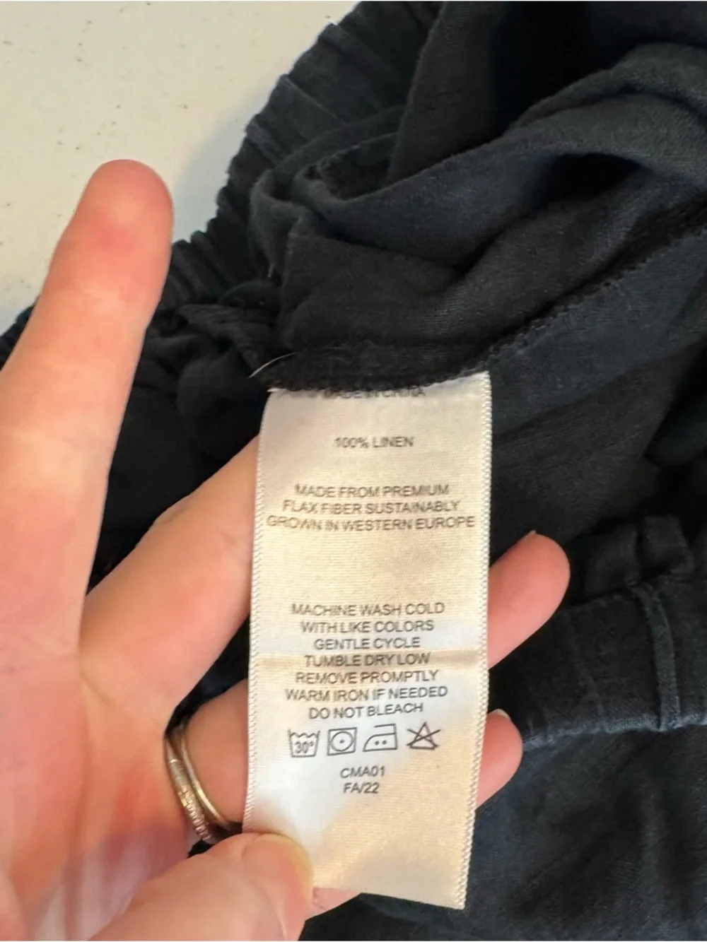 Quince 100% linen pull on pants black‎ elastic waist women’s size small casual